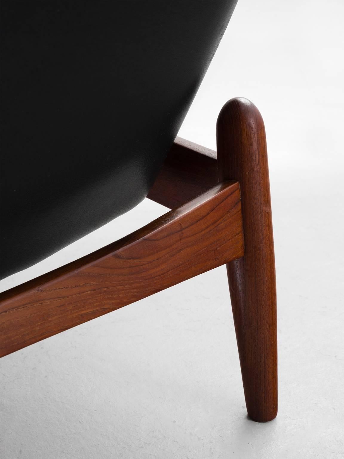 Leather Ib Kofod-Larsen PD30 Lounge Chair in Teak