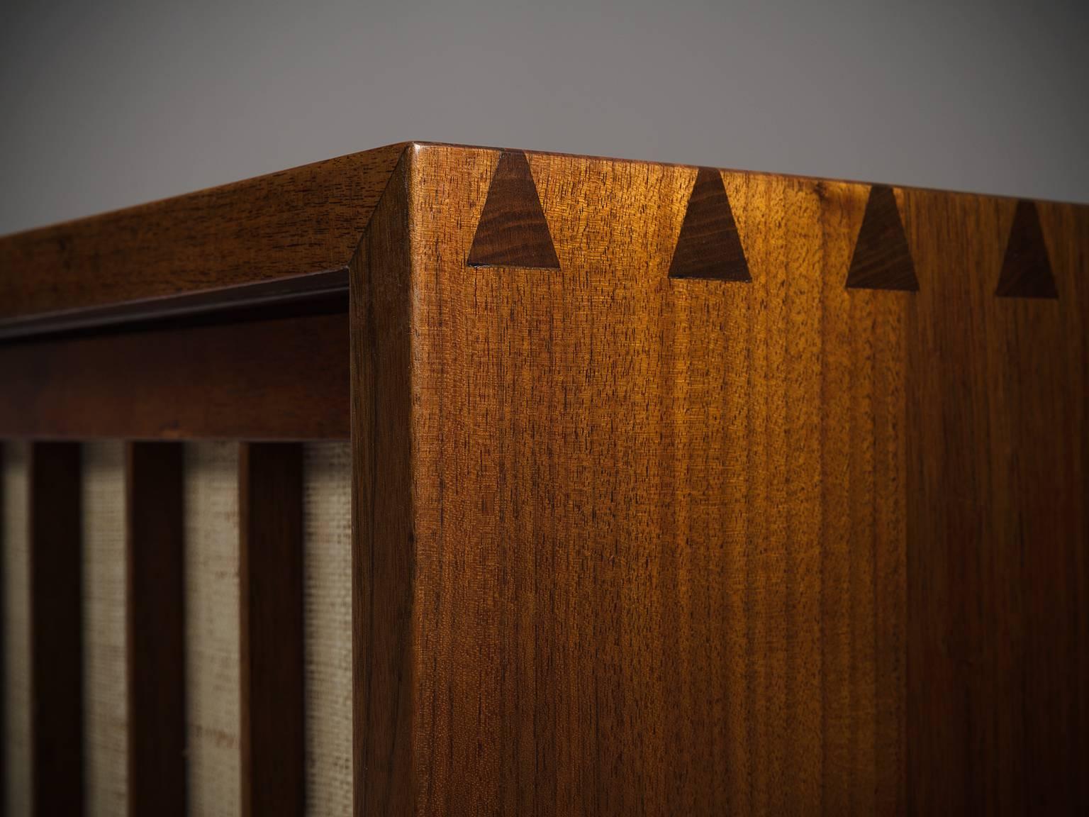 Grasscloth George Nakashima Credenza in American Walnut and Pandanus Cloth