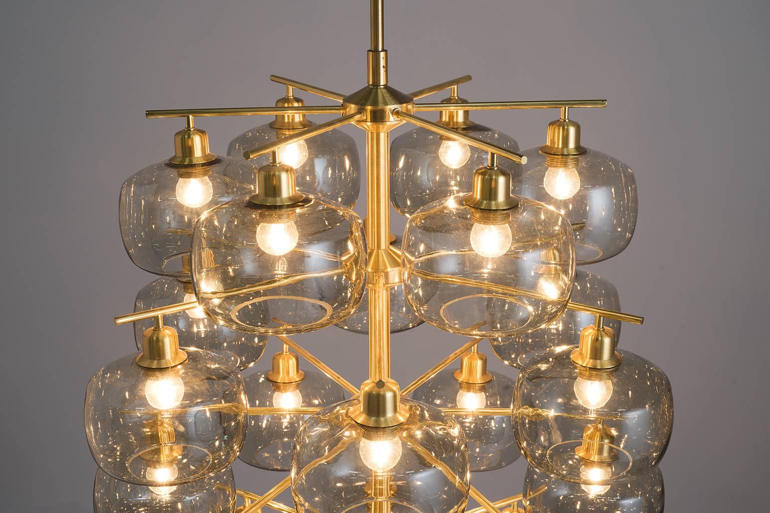 Brass Large Swedish Chandeliers by Holger Johansson, 1952
