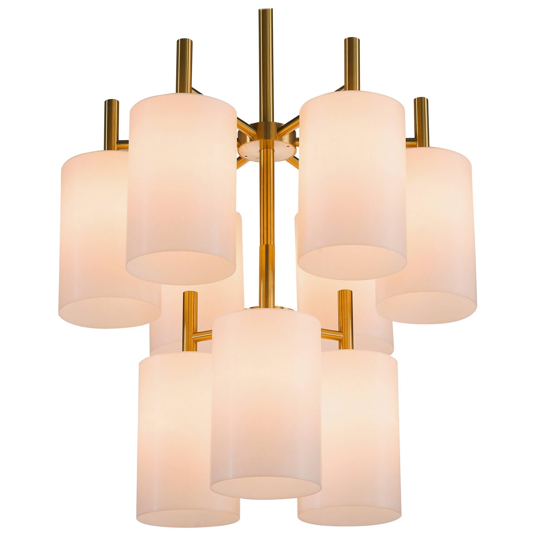 Two Large Brass Chandeliers by Luxus, Sweden