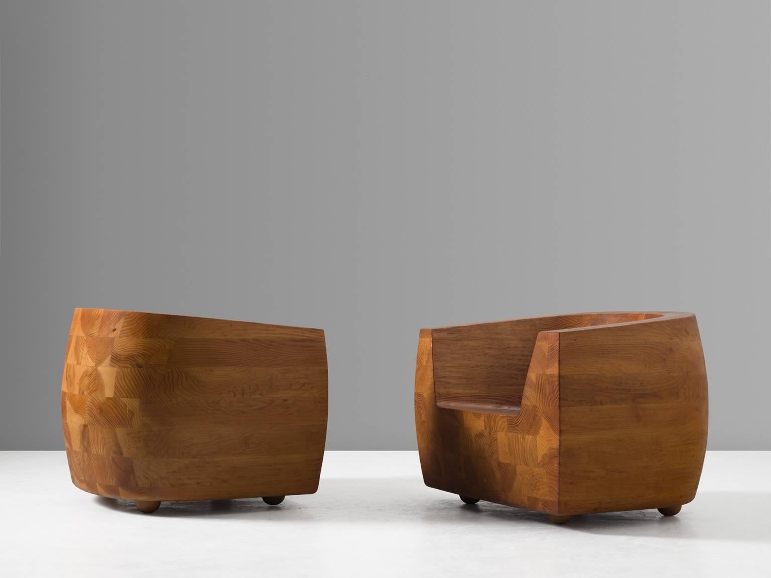 Mid-Century Modern Isamu Kenmochi Pair of 'Kashiwado' Chairs for Tendo Mokko, Japan
