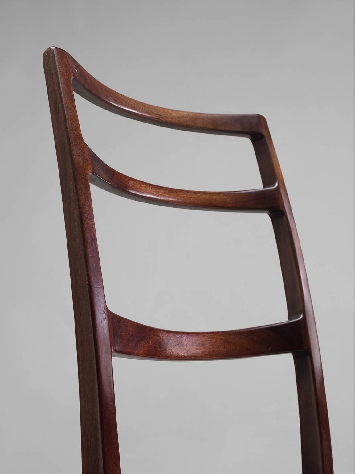 Mid-20th Century Gunni Omann Danish Dining Chairs in Original Leather and Mahogany
