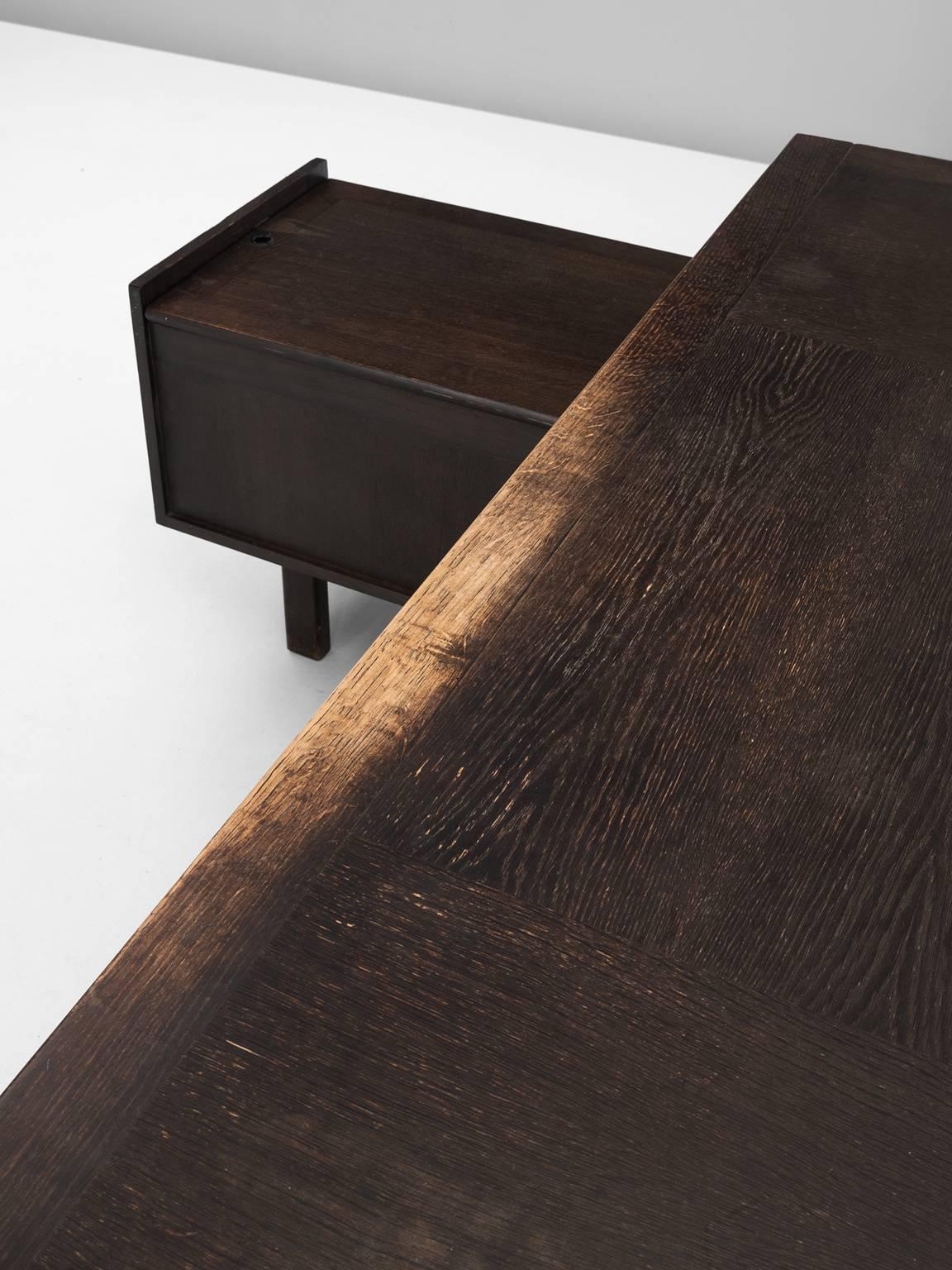 Guillerme and Chambron Executive Desk in Dark Stained Oak 1