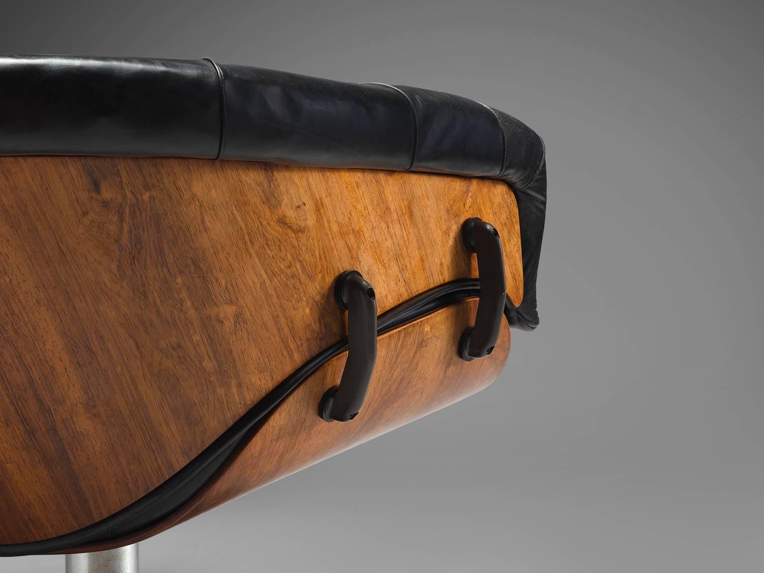 Metal Martin Grierson 'London' Chairs in Leather and Rosewood