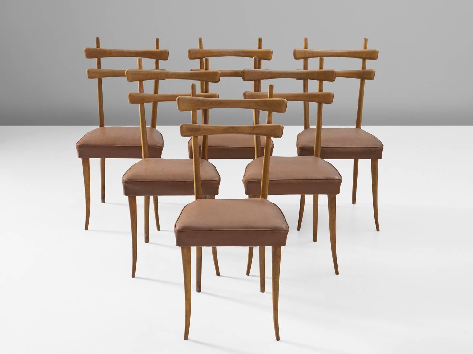 Italian Dining Chairs in Oak In Good Condition In Waalwijk, NL