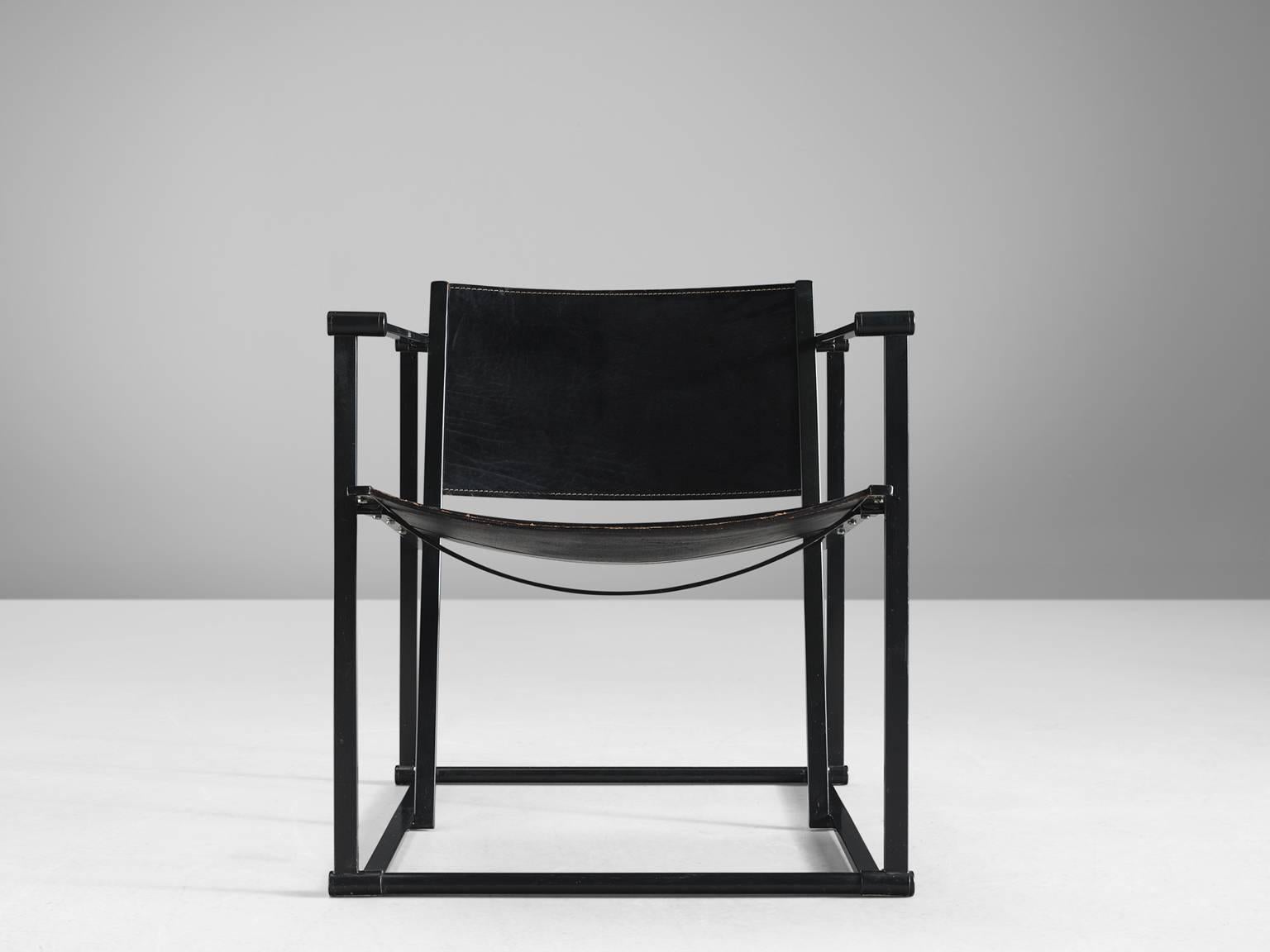 Mid-Century Modern Black Leather Pastoe Armchair by Radboud Van Beekum