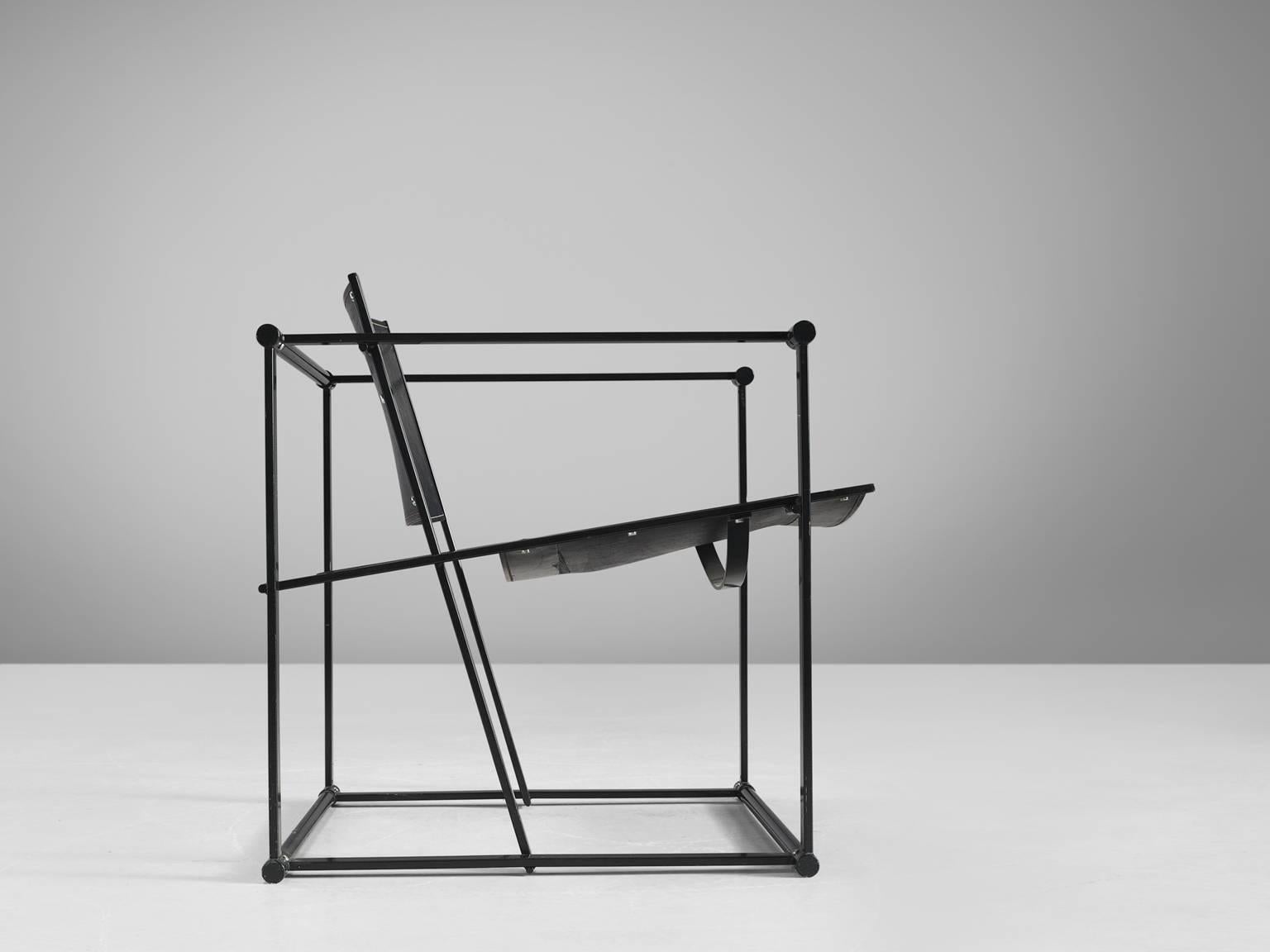 Black Leather Pastoe Armchair by Radboud Van Beekum In Good Condition In Waalwijk, NL