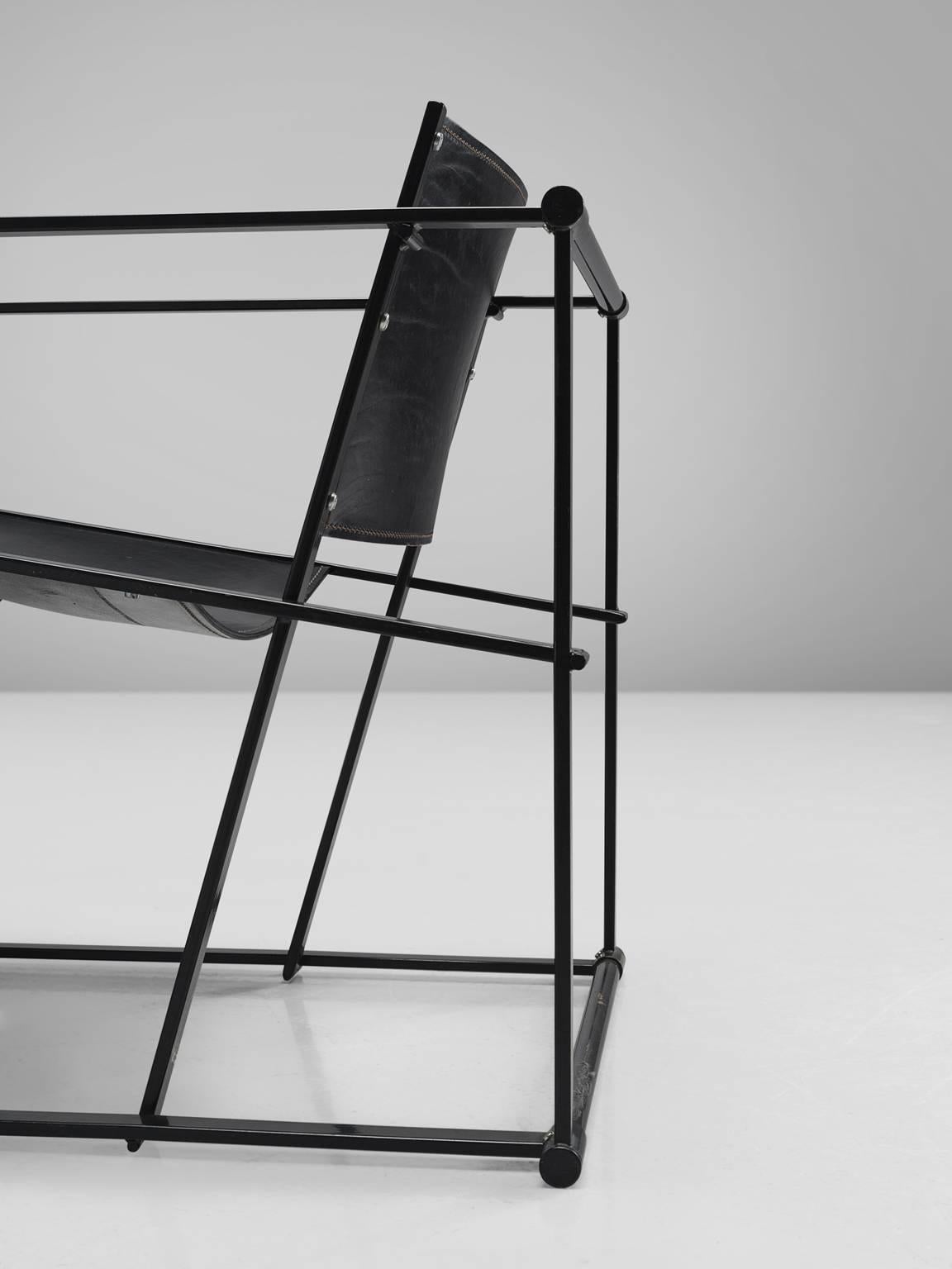 Black Leather Pastoe Armchair by Radboud Van Beekum 1