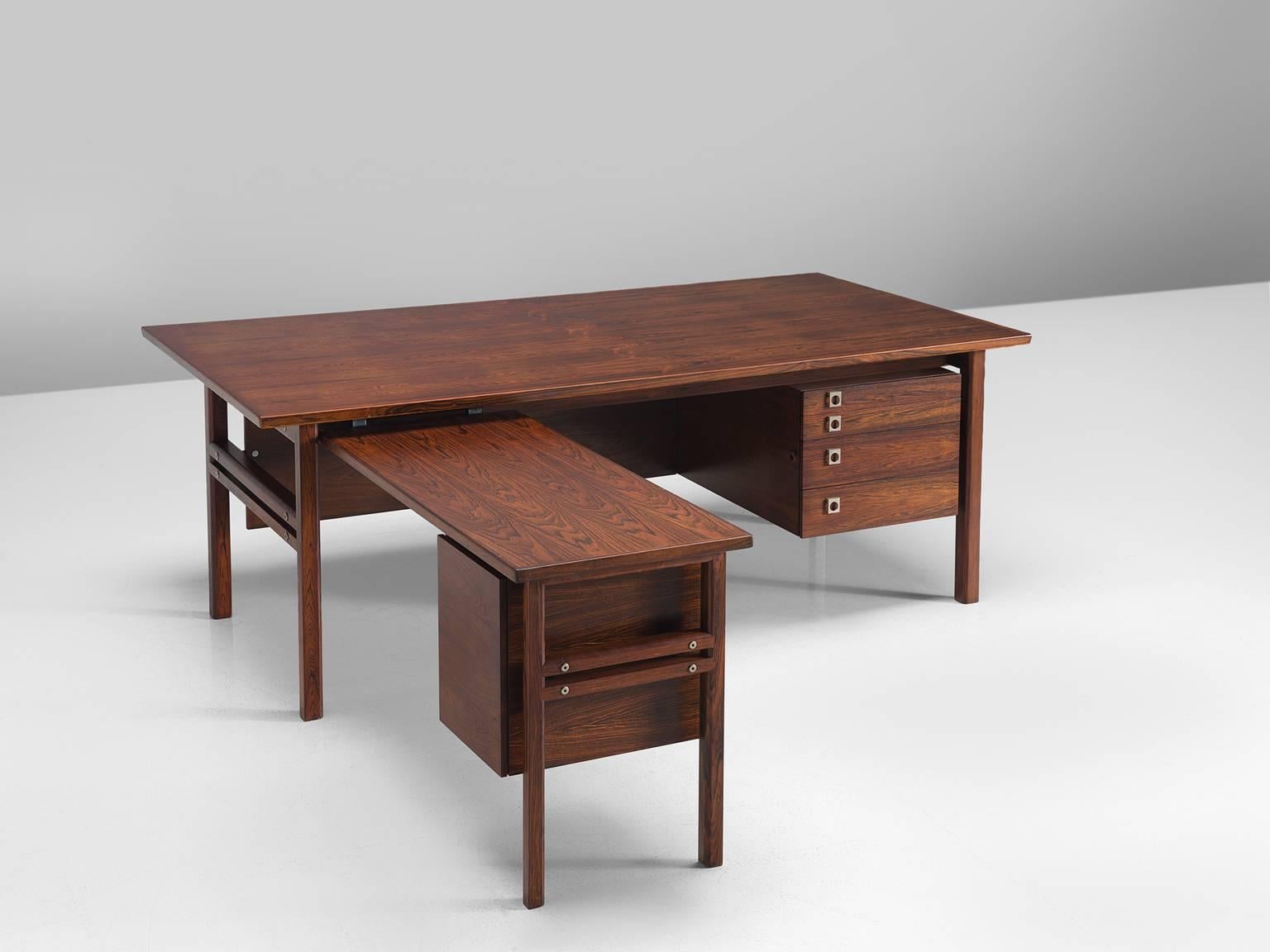 Scandinavian Modern Arne Vodder Rosewood Corner Desk for Sibast