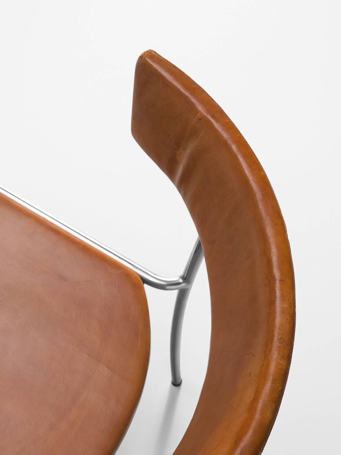 Erik Karlström Side Chairs in Cognac Leather, 1965 1