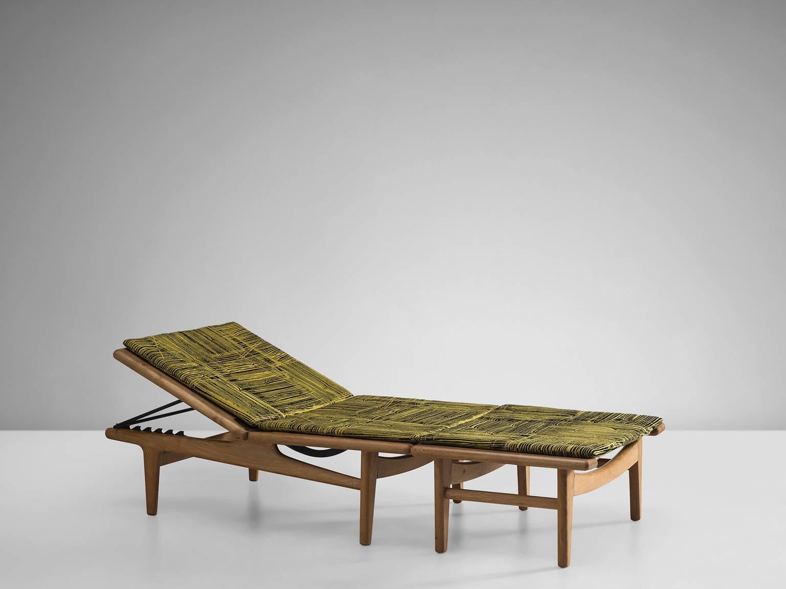 Danish Hans J. Wegner Daybed in Oak and Original Black and Yellow Upholstery