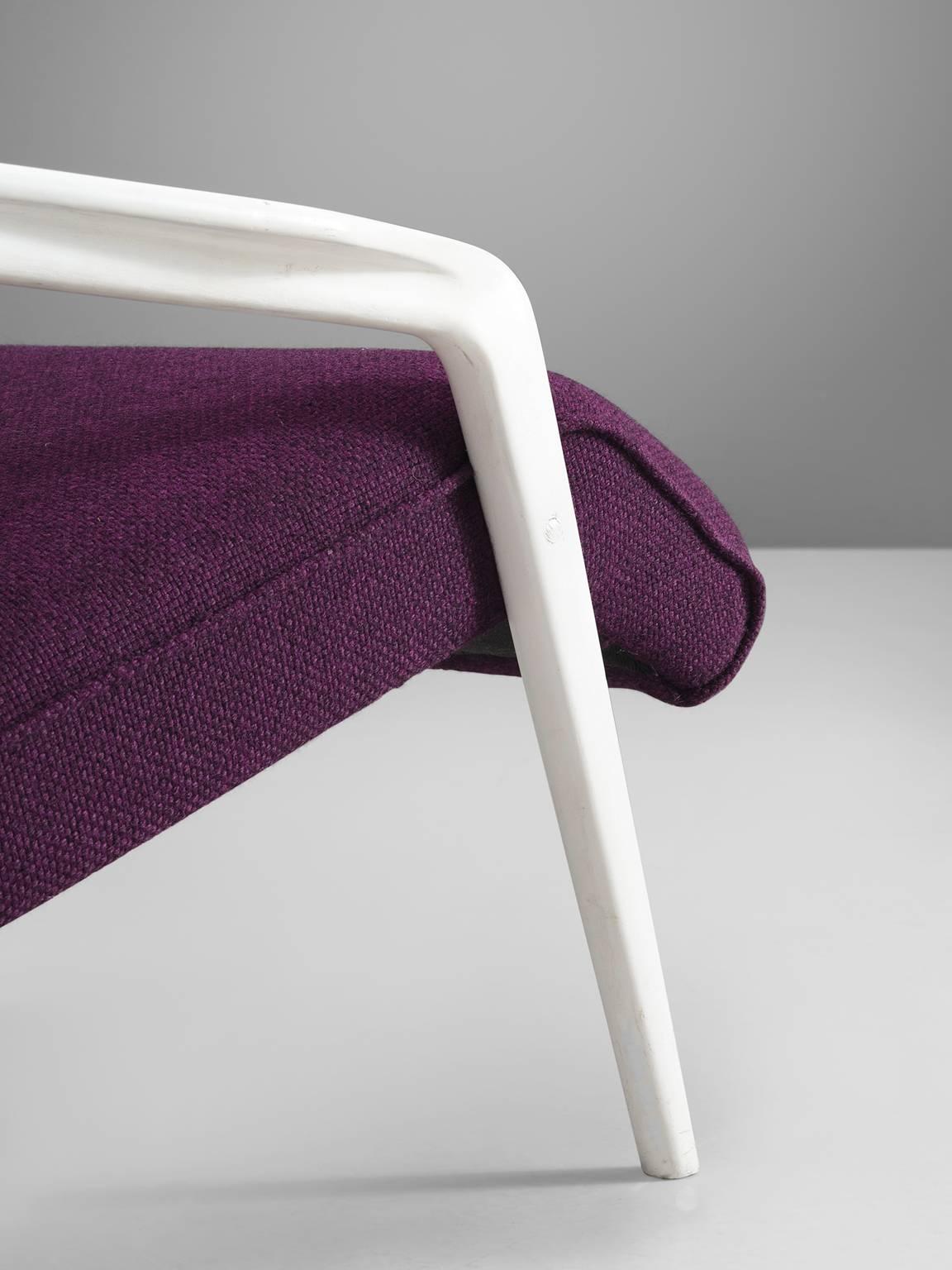 Fabric Italian Lounge Chair in Purple Upholstery