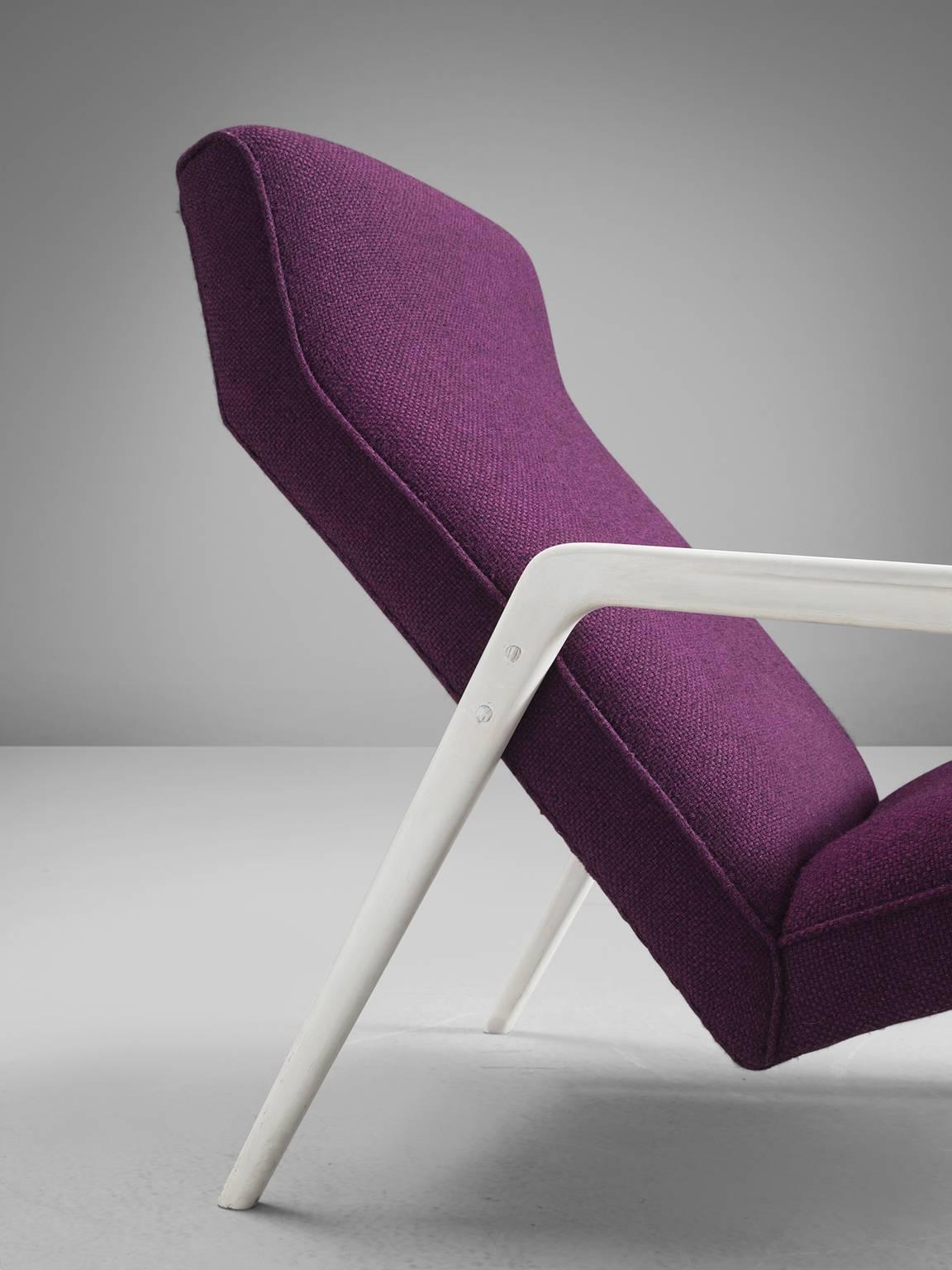 Italian Lounge Chair in Purple Upholstery 1
