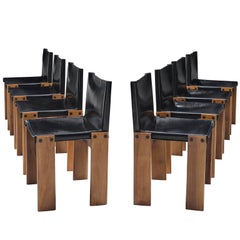 Afra & Tobia Scarpa 'Monk' Chairs in Black Leather