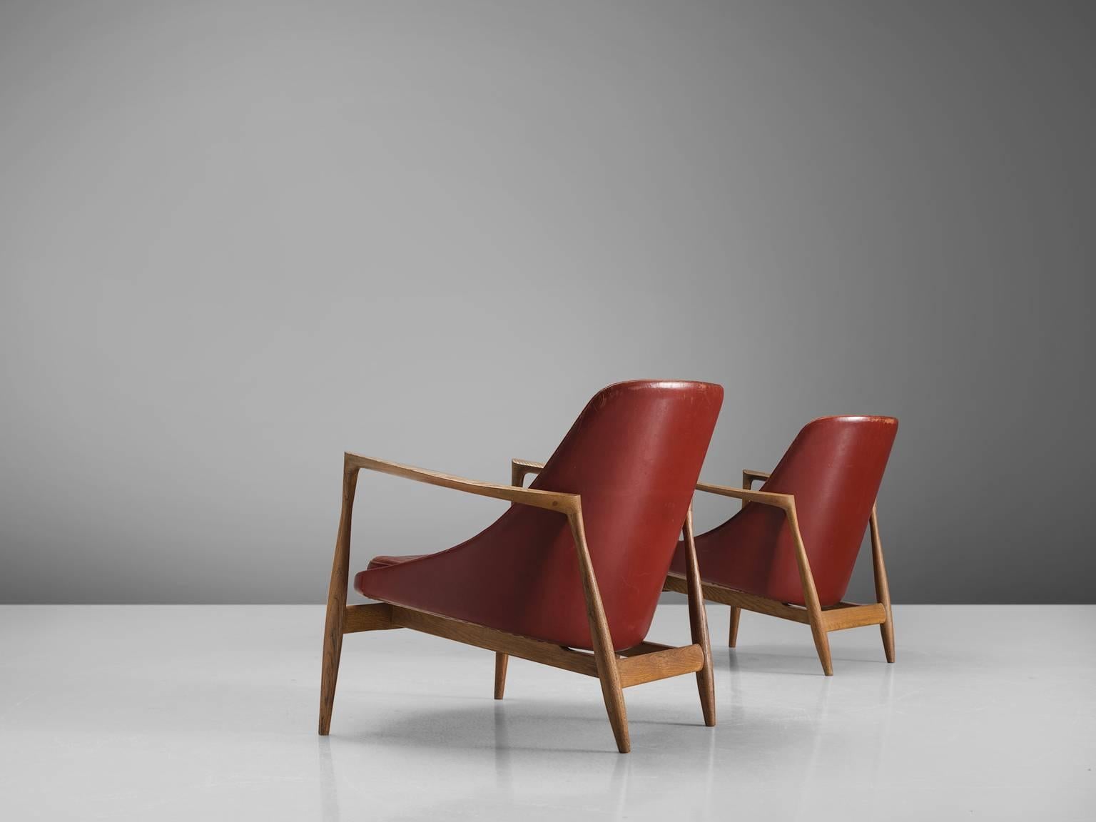 Mid-20th Century Ib Kofod-Larsen 'Elizabeth' Chairs in Original Aged Leather