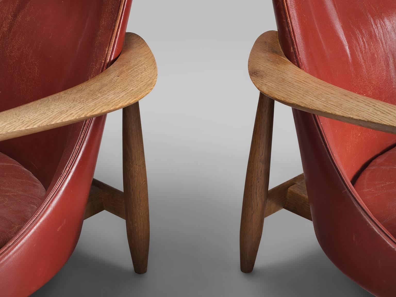 Ib Kofod-Larsen 'Elizabeth' Chairs in Original Aged Leather 3