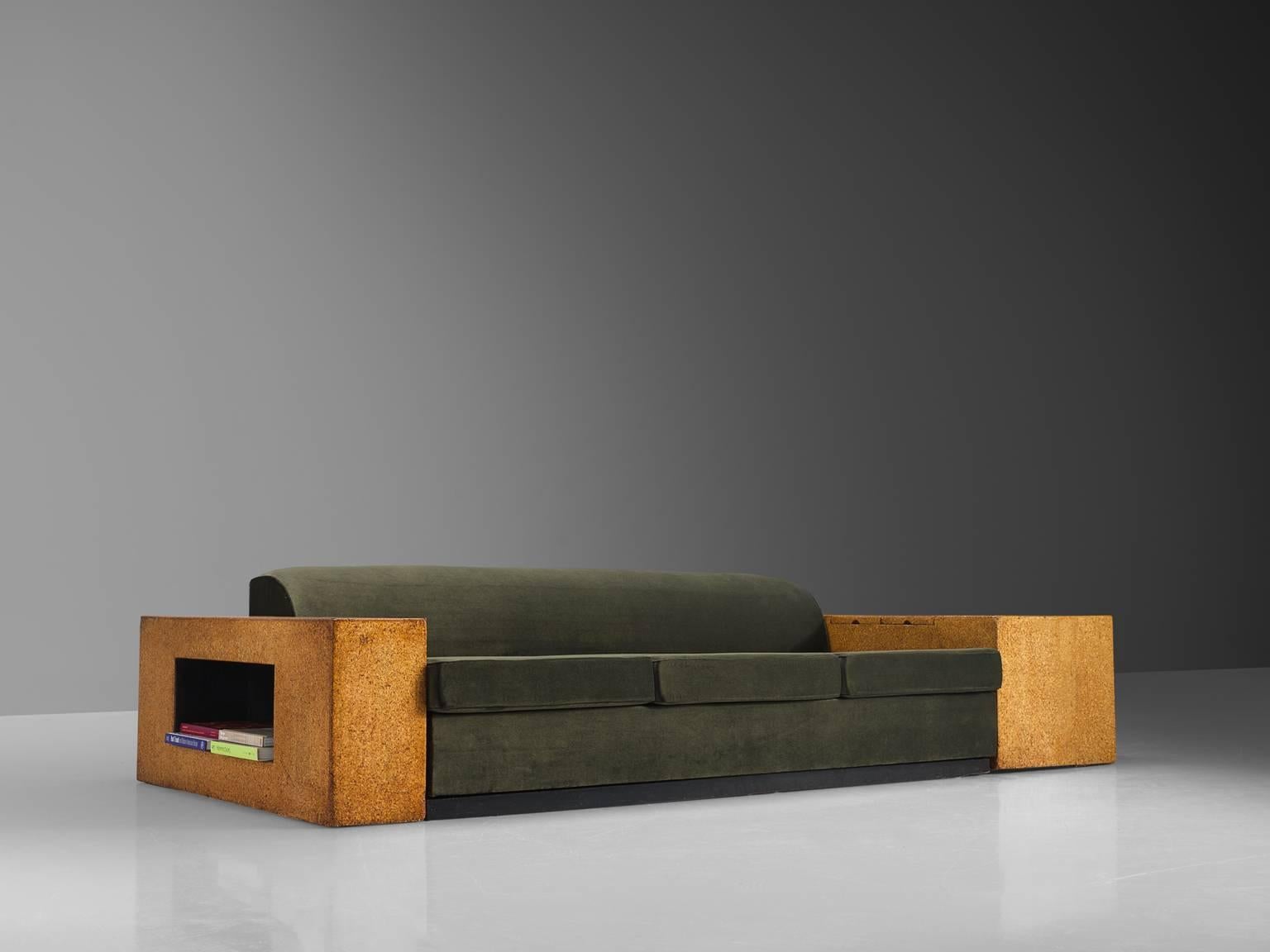 Mid-Century Modern Paul T. Frankl Art Deco Custom Made Cork Sofa, 1930s