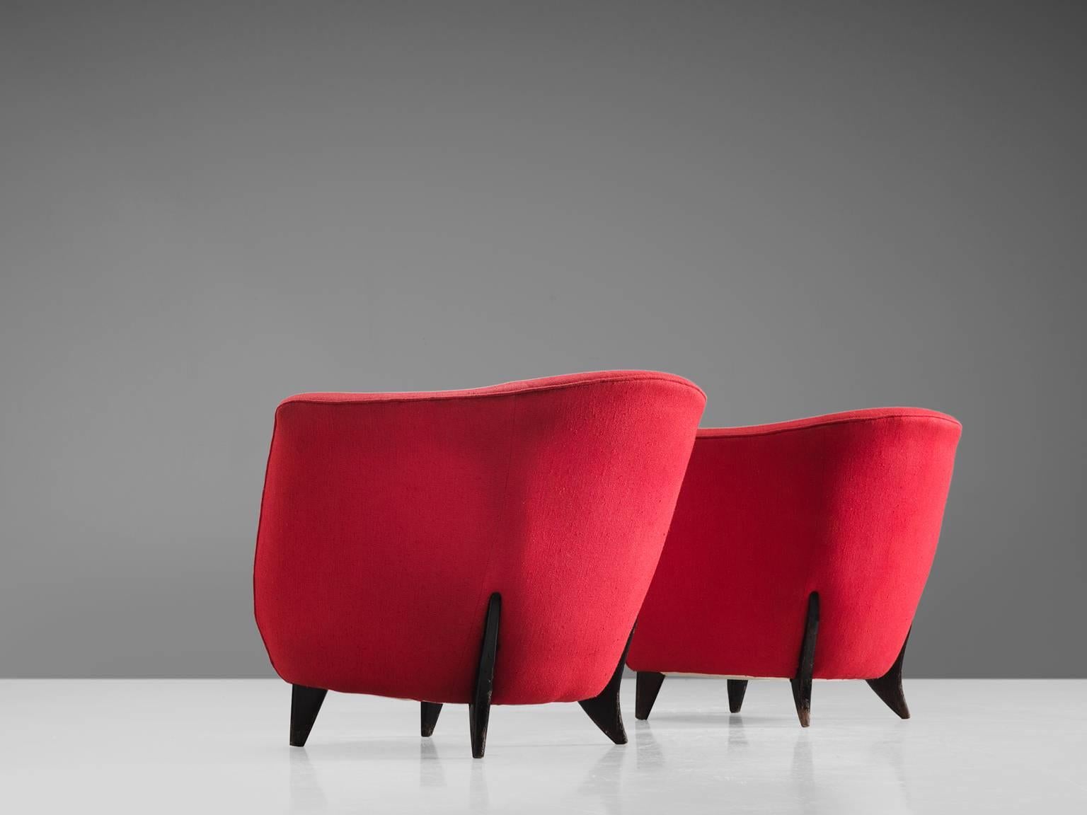 Guglielmo Veronesi Pair of High Back Easy Chairs In Good Condition In Waalwijk, NL