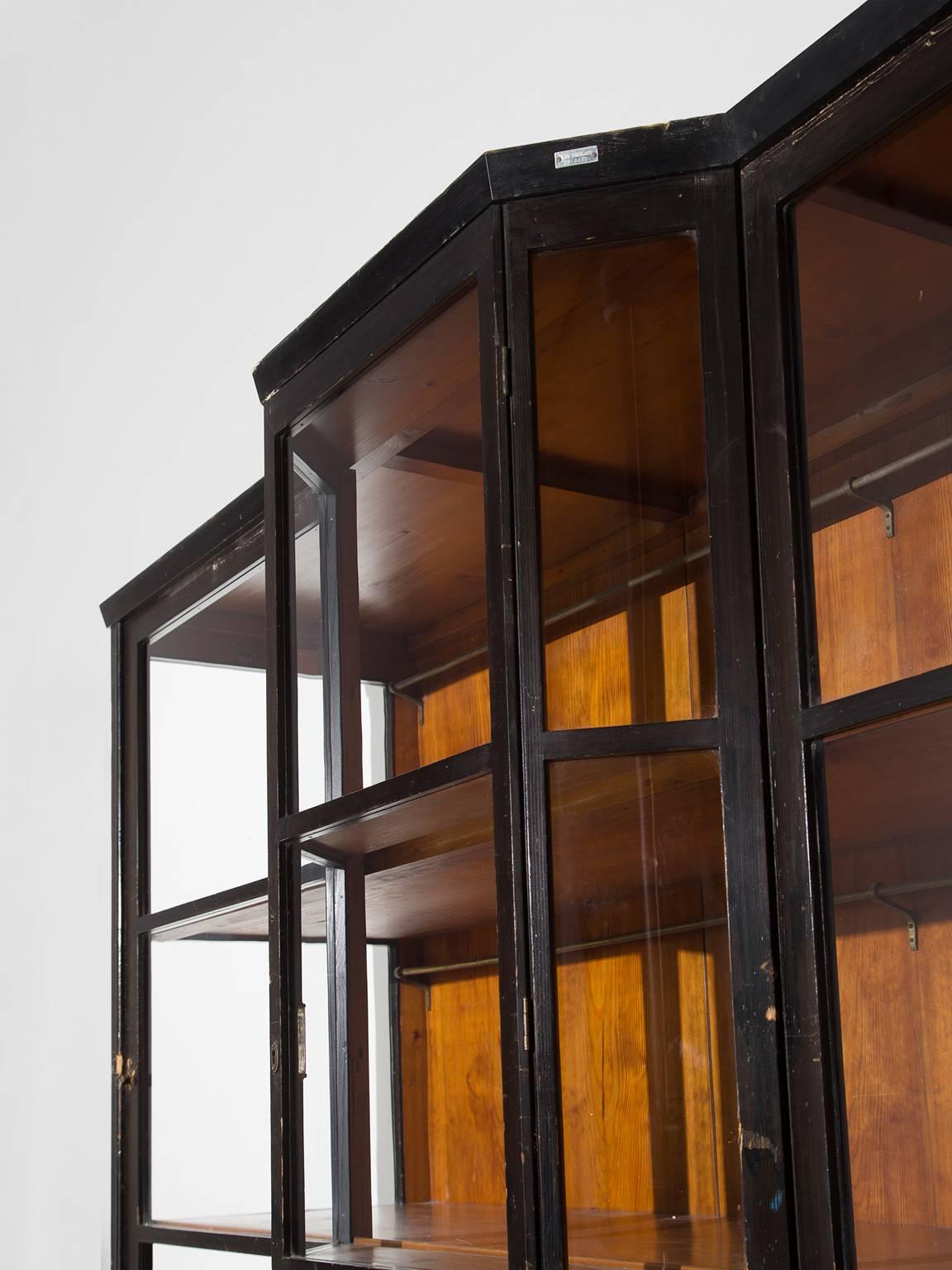 European Large Art Deco Vitrine in Wood and Glass