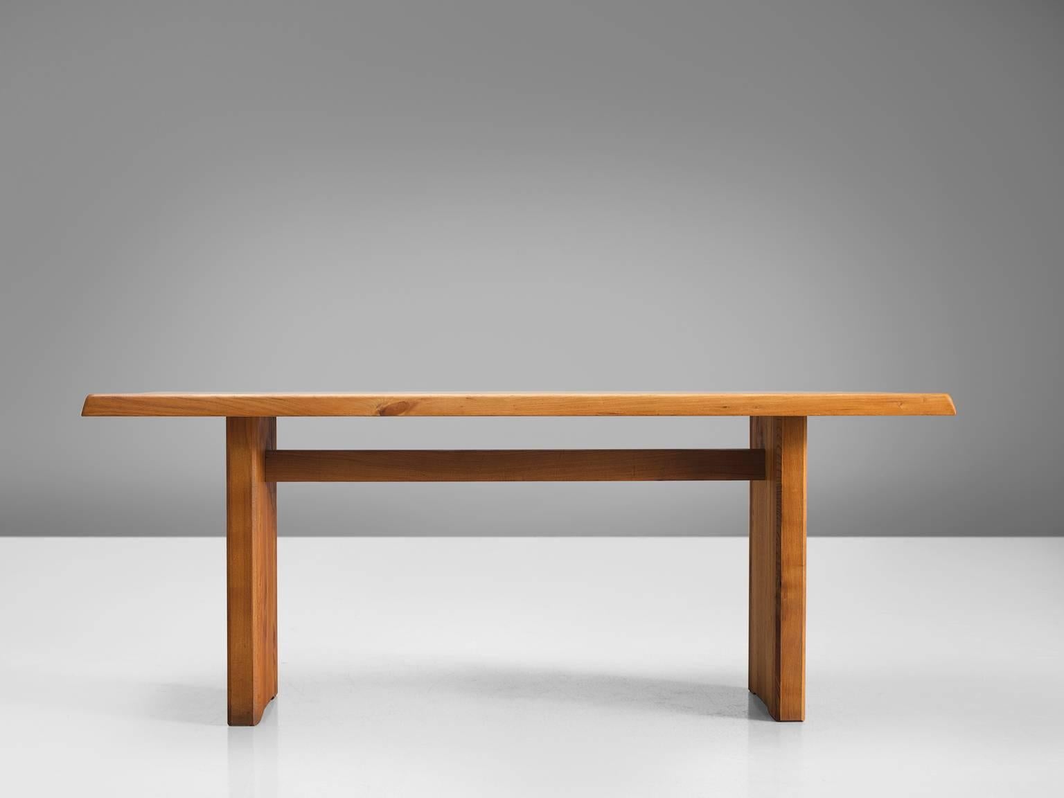 Mid-Century Modern Pierre Chapo Patinated Elm Dining Table