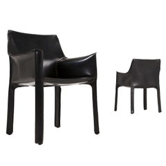 Mario Bellini for Cassina Black Leather CAB Chairs