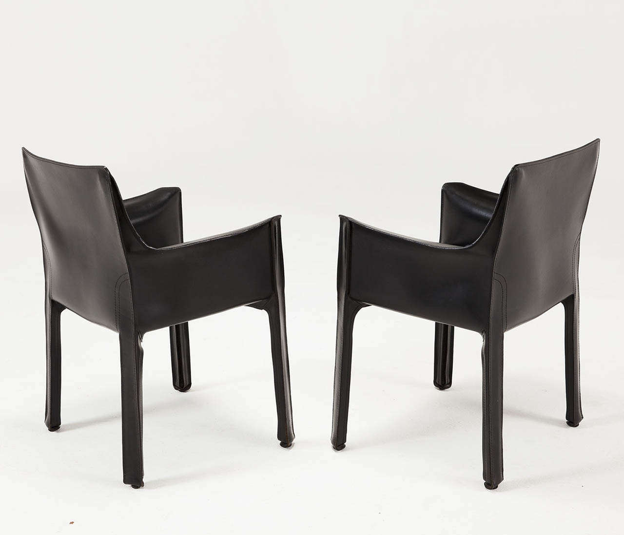 Italian Mario Bellini for Cassina Black Leather CAB Chairs