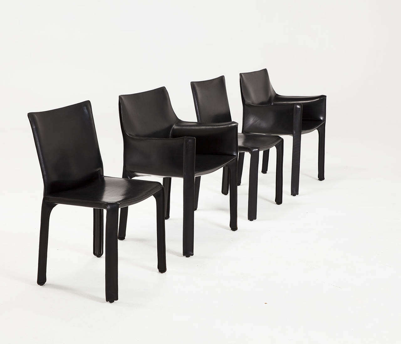 Mario Bellini for Cassina Black Leather CAB Chairs 1