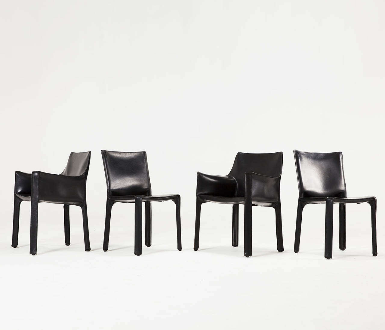 Mario Bellini for Cassina Black Leather CAB Chairs 2