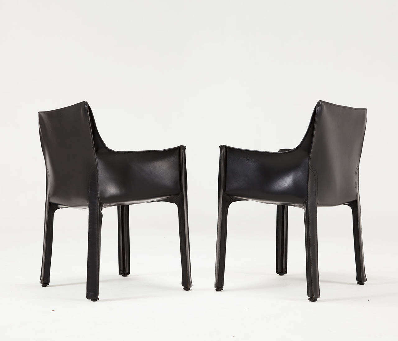 Mario Bellini for Cassina Black Leather CAB Chairs 3