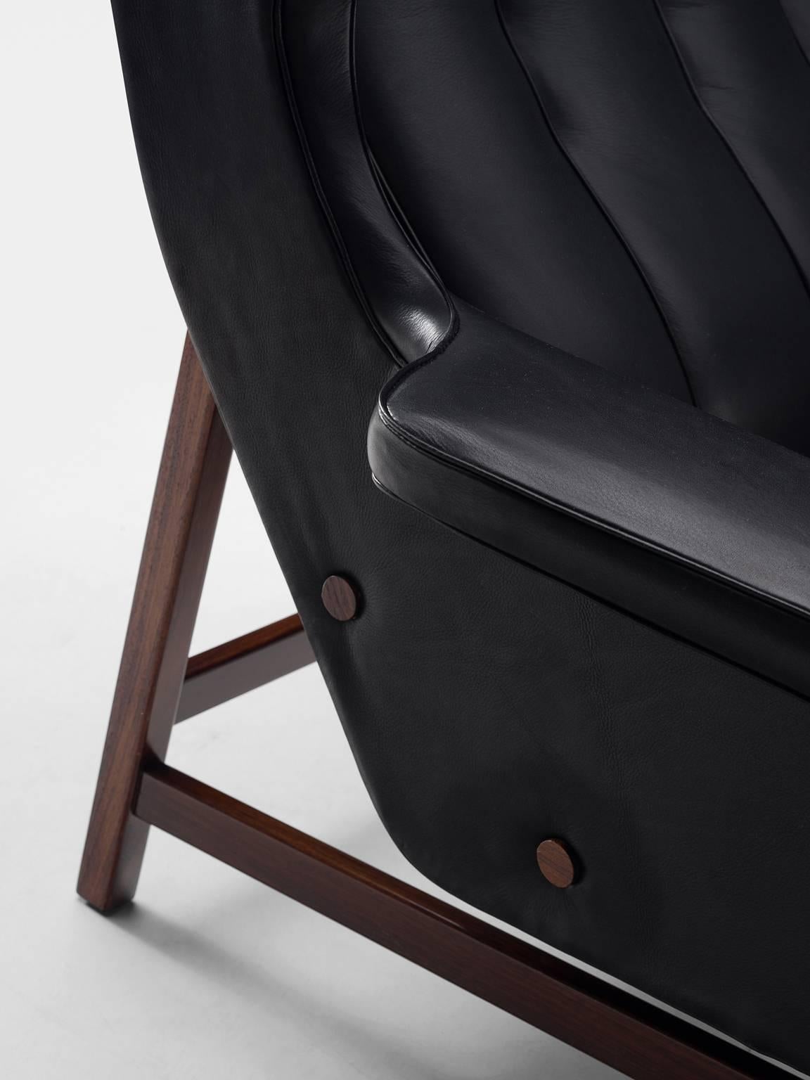 Gianfranco Frattini Lounge Chair Reupholstered with Aniline Leather  2