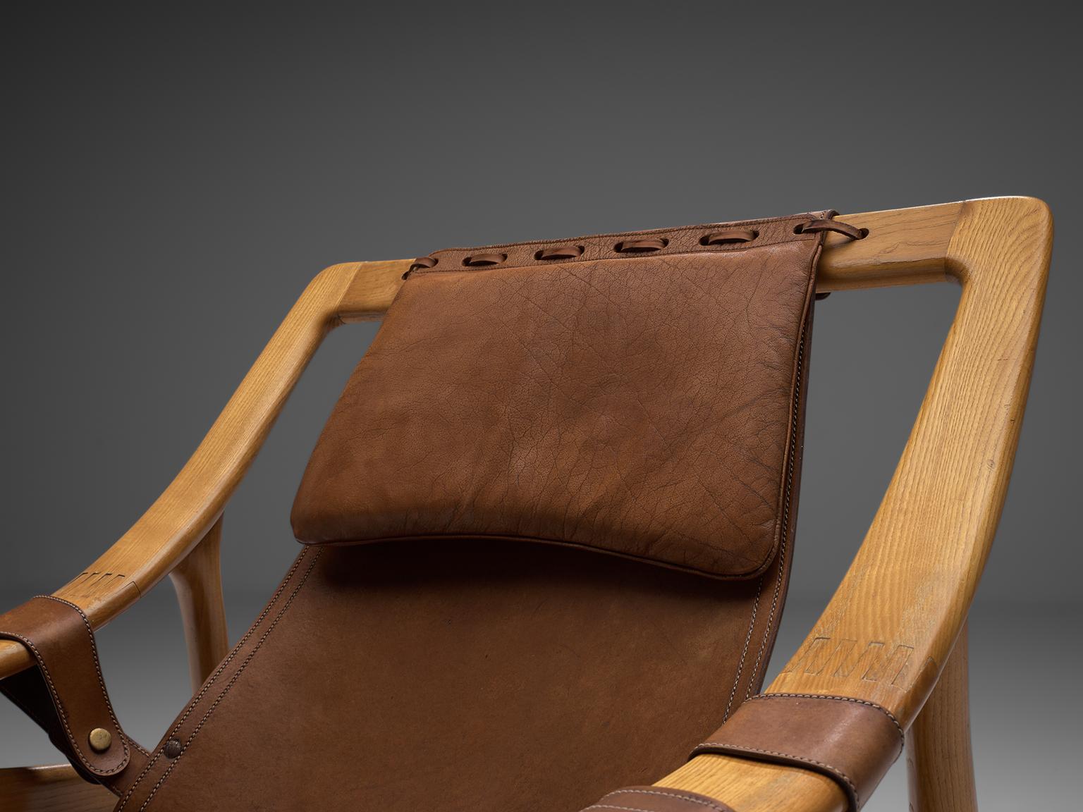 W. Andersag Pair of Lounge Chairs in Teak and Brown Leather 1
