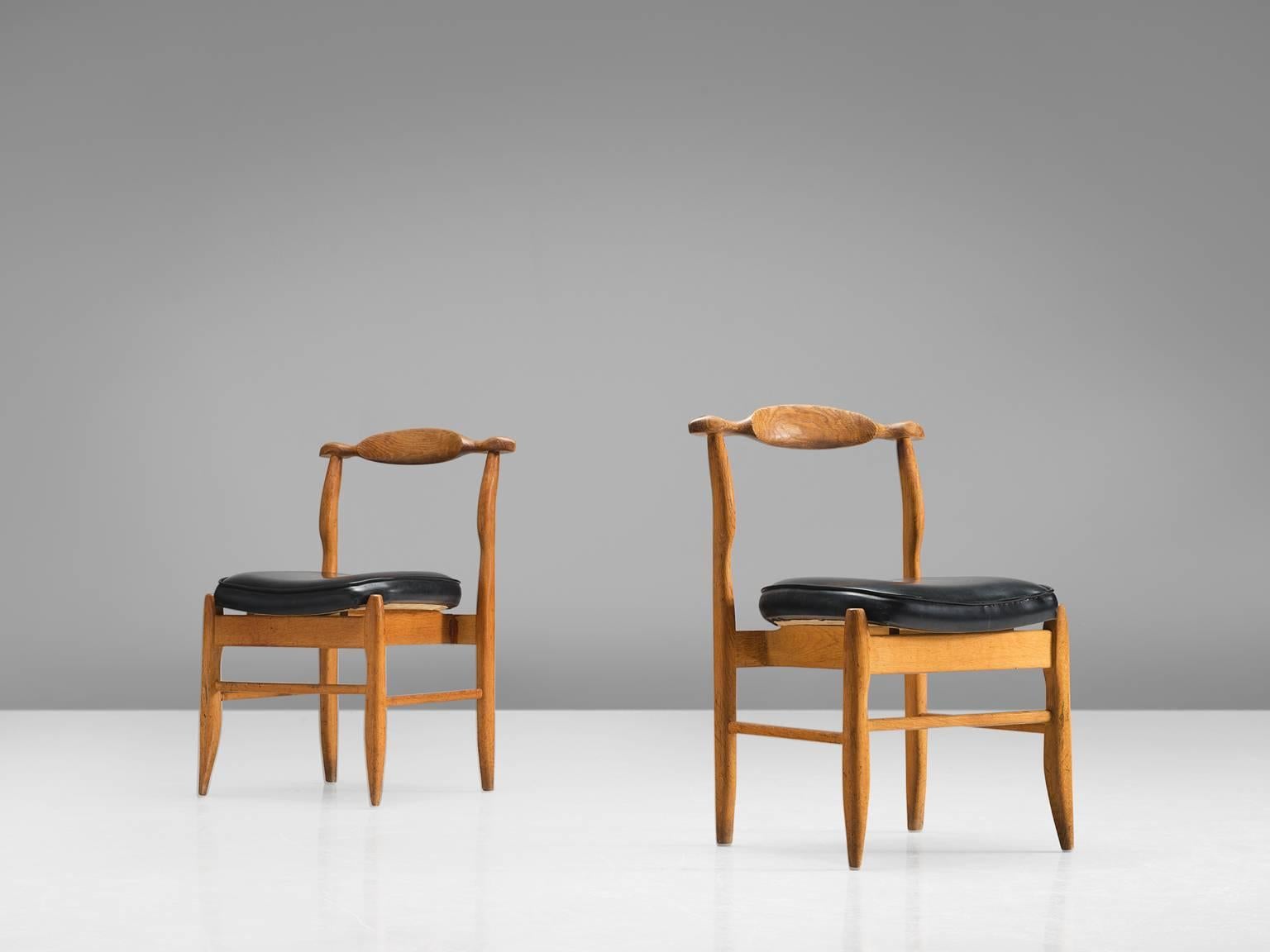 Guillerme & Chambron Oak Dining Chairs In Good Condition In Waalwijk, NL