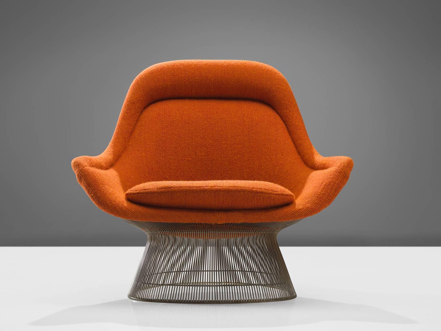Mid-Century Modern Warren Platner Easy Chair in Original Orange Fabric