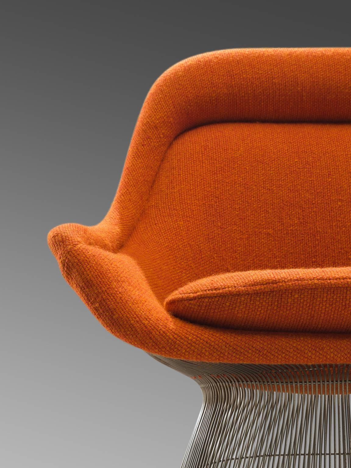 Steel Warren Platner Easy Chair in Original Orange Fabric