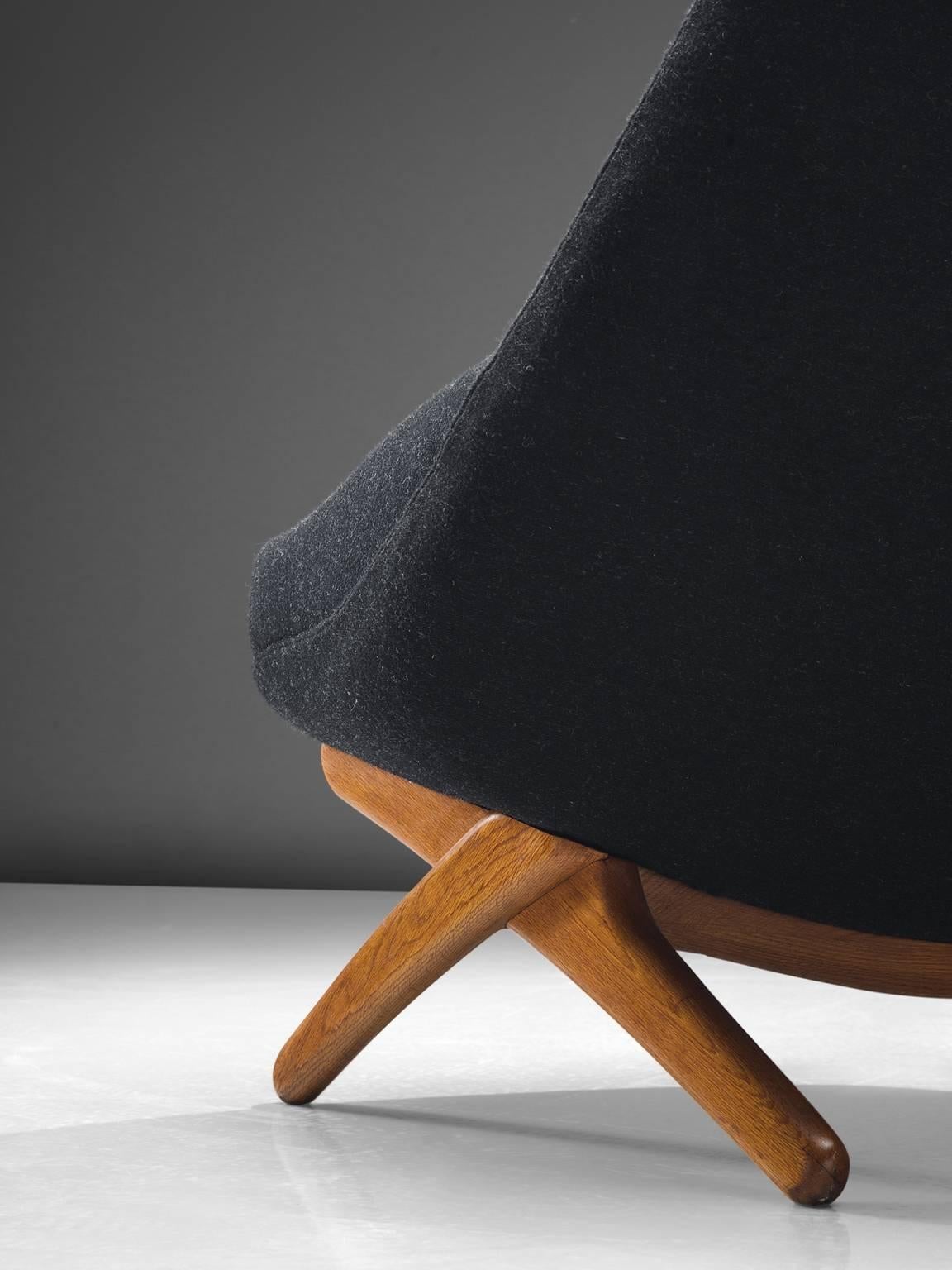 Danish Illum Wikkelsø Lounge Chairs in Oak and Antracite Wool