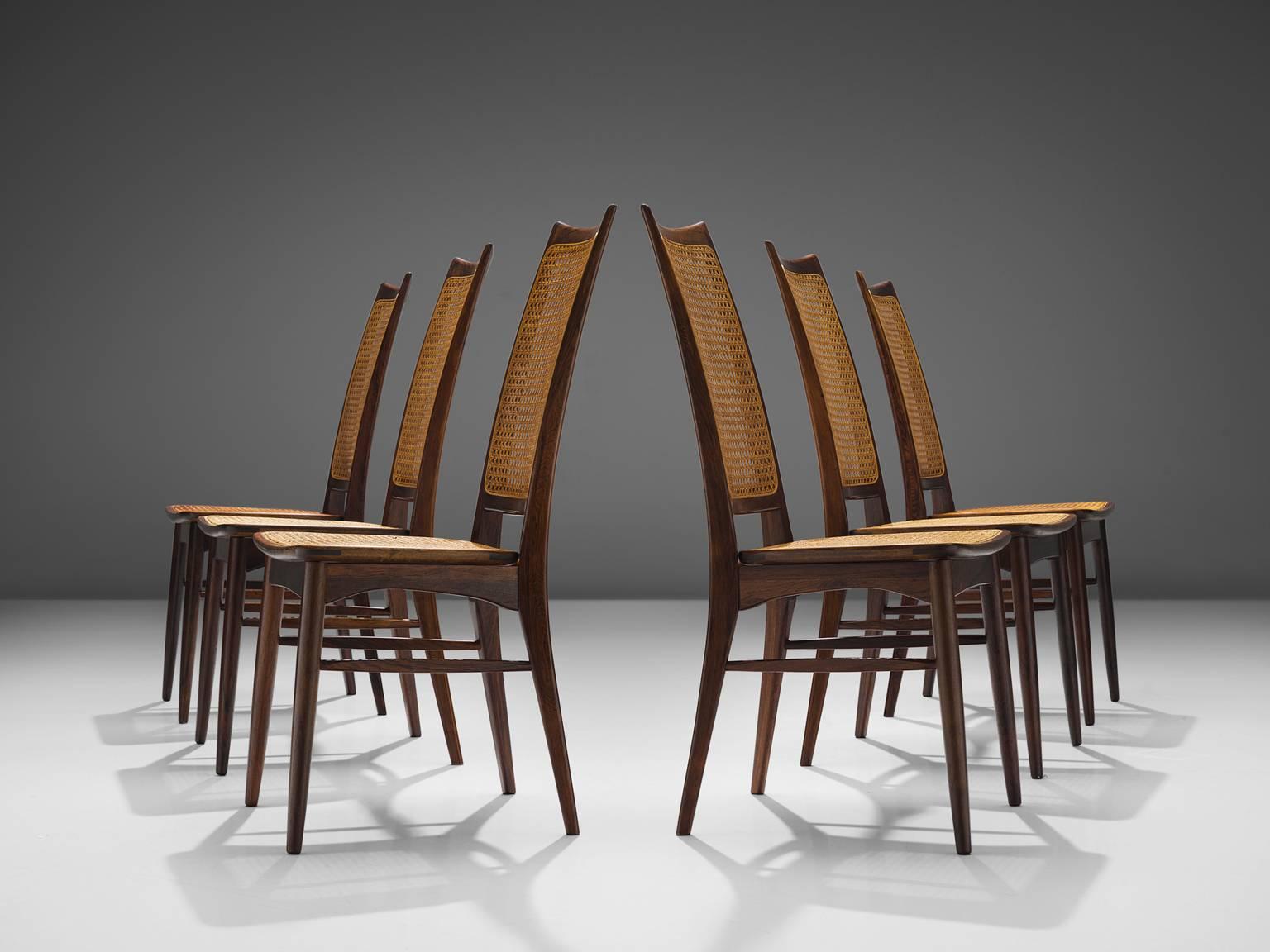Rare Niels Koefoed Set of Six Rosewood Dining Chairs (Dänisch)