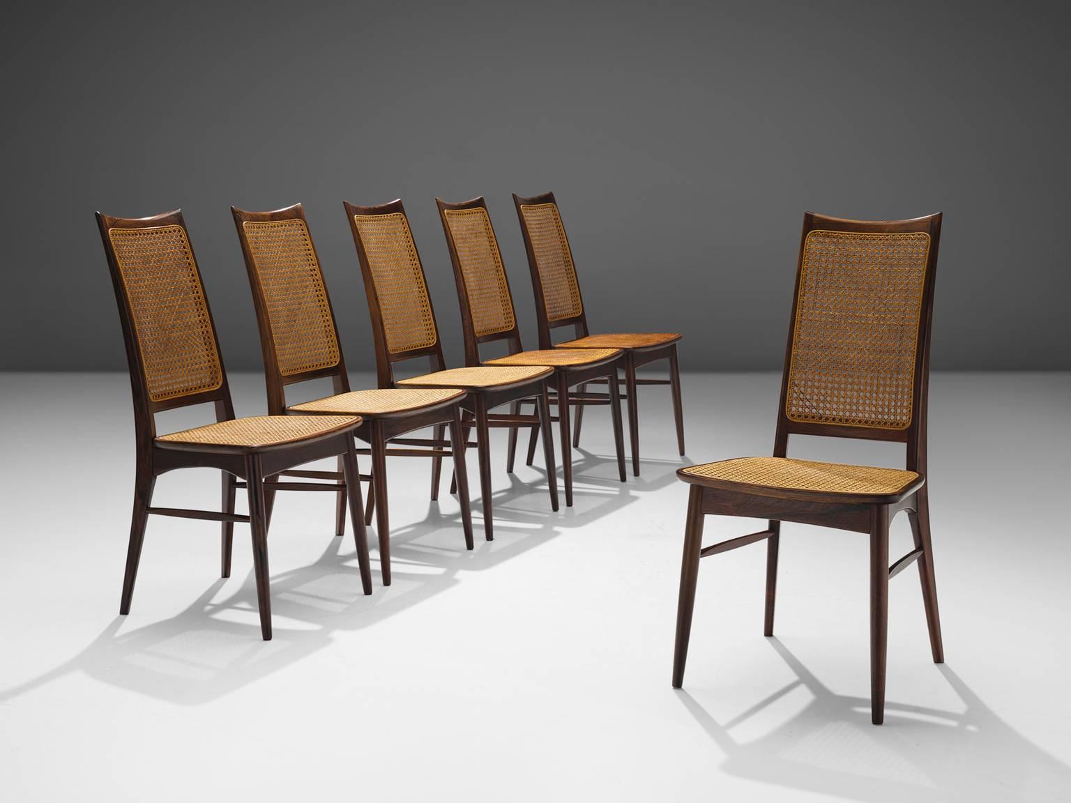 Rare Niels Koefoed Set of Six Rosewood Dining Chairs (Skandinavische Moderne)