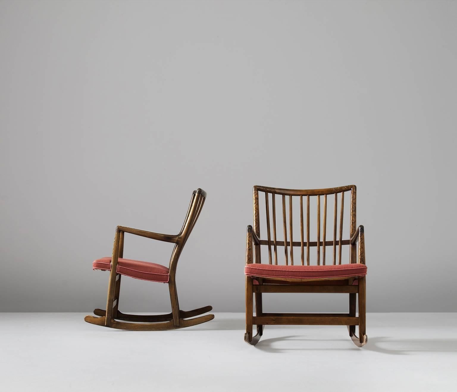 Scandinavian Modern Hans Wegner Set of Two 'ML-33' Rocking Chairs