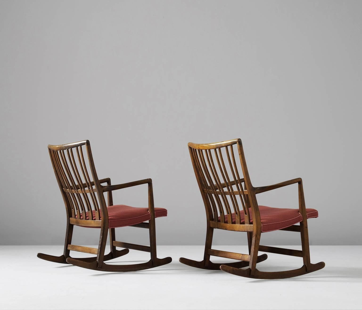 Danish Hans Wegner Set of Two 'ML-33' Rocking Chairs