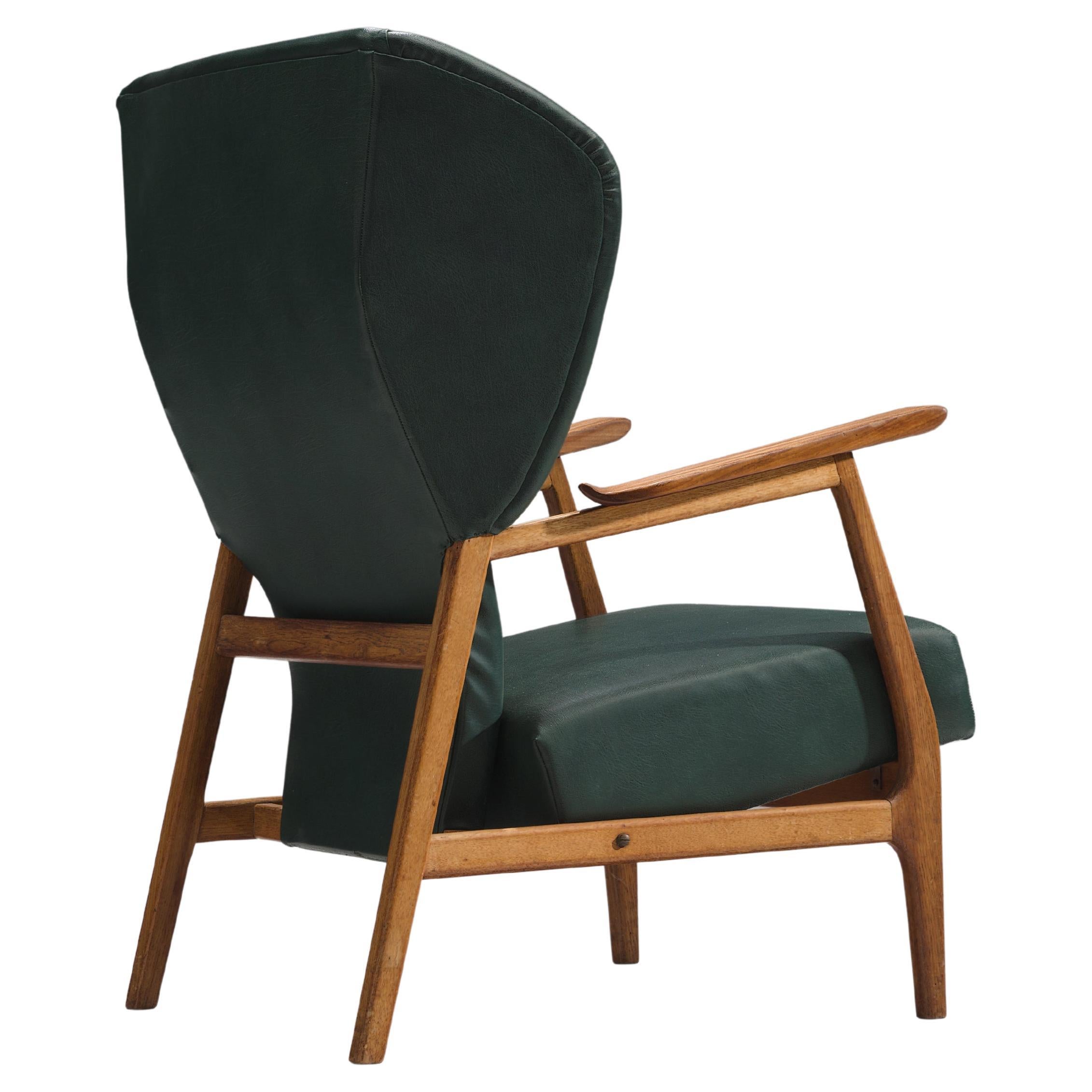 Scandinavian Deep Green Wingback Chair For Sale at 1stDibs