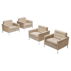 Artifort Lounge Chairs in Metal and Beige Wool