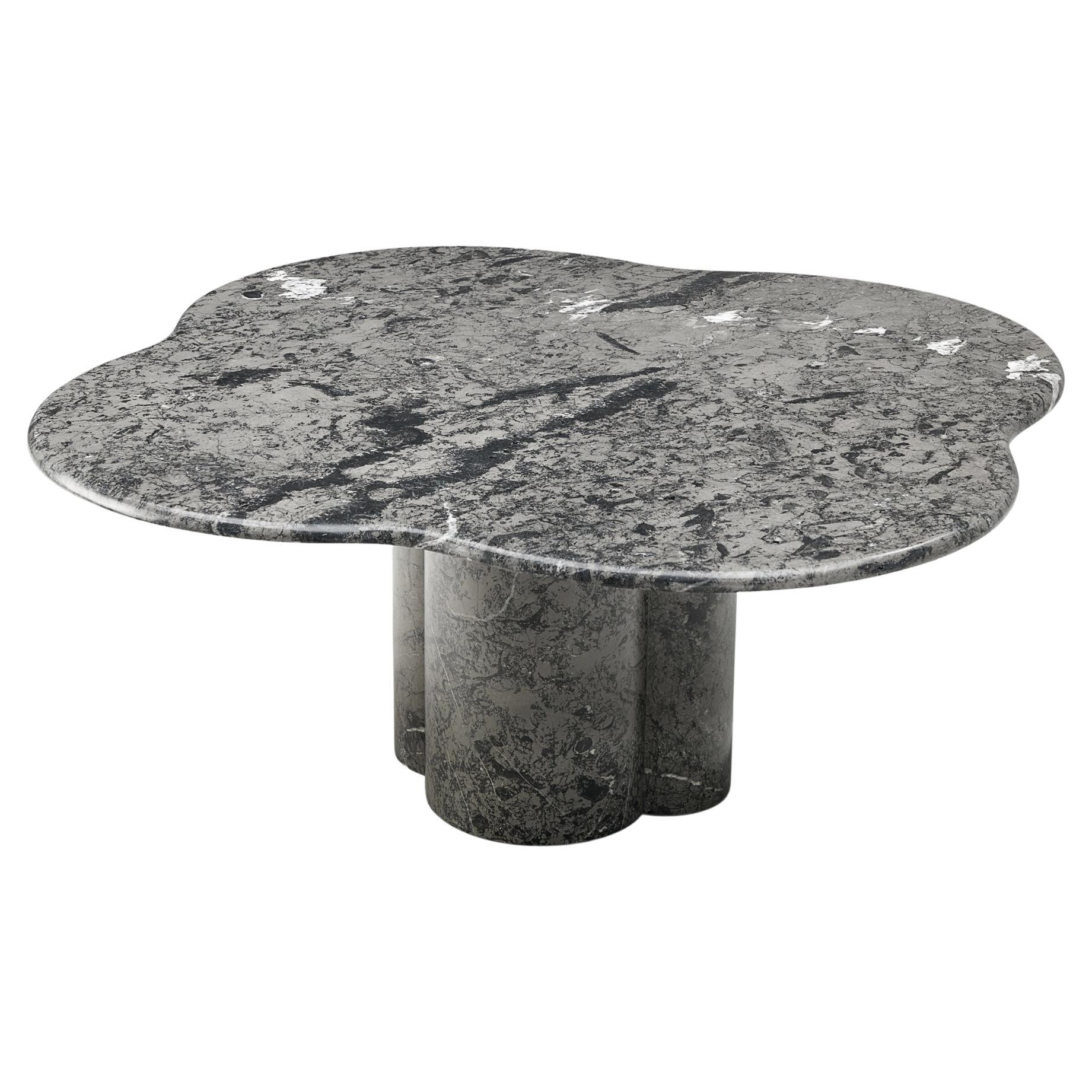 Clover Shaped Coffee Table in Grey Marble For Sale