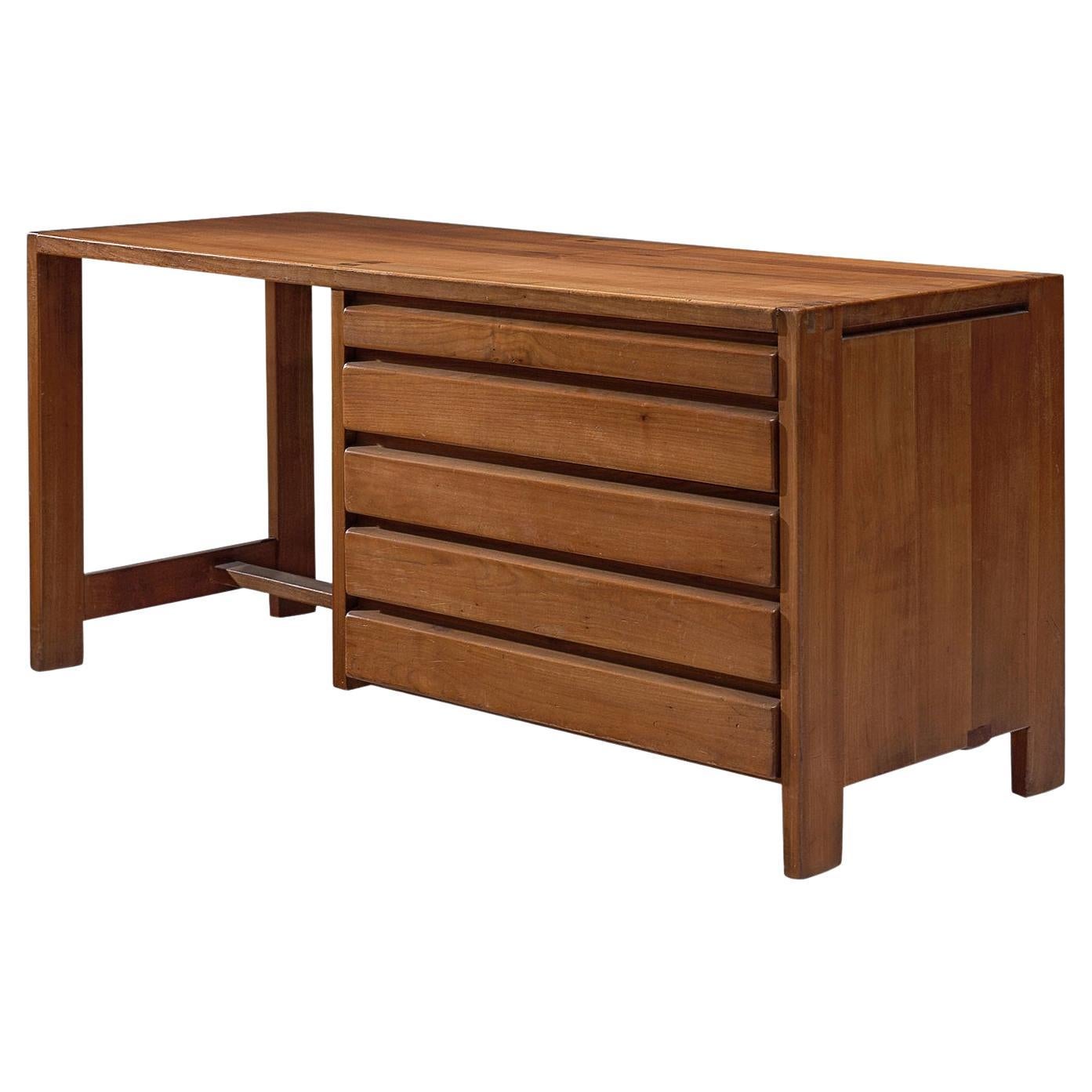 Early Pierre Chapo Dressing Table with Drawers in Solid Elm