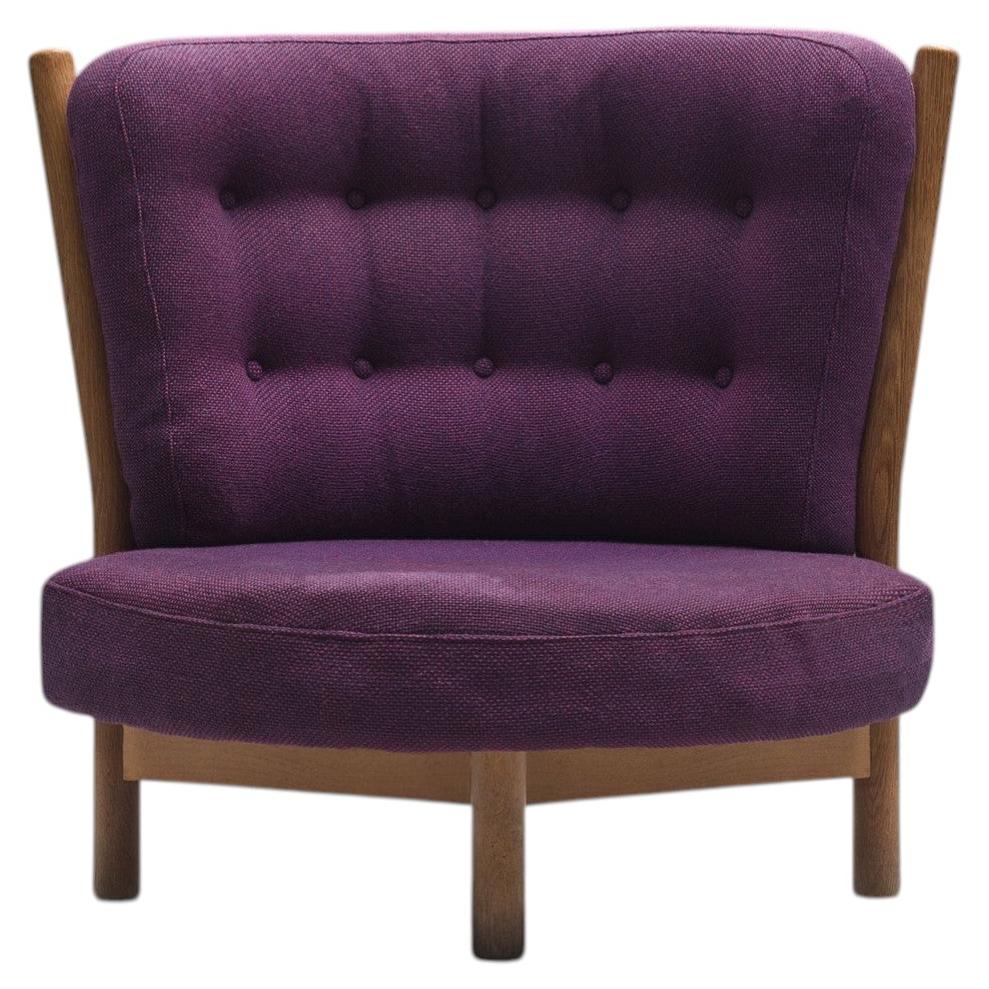 Guillerme & Chambron Lounge Chair in Purple Upholstery