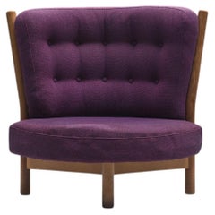 Guillerme & Chambron Lounge Chair in Purple Upholstery