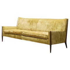 Jules Heumann Sofa in Gold Colored Velvet and Walnut 