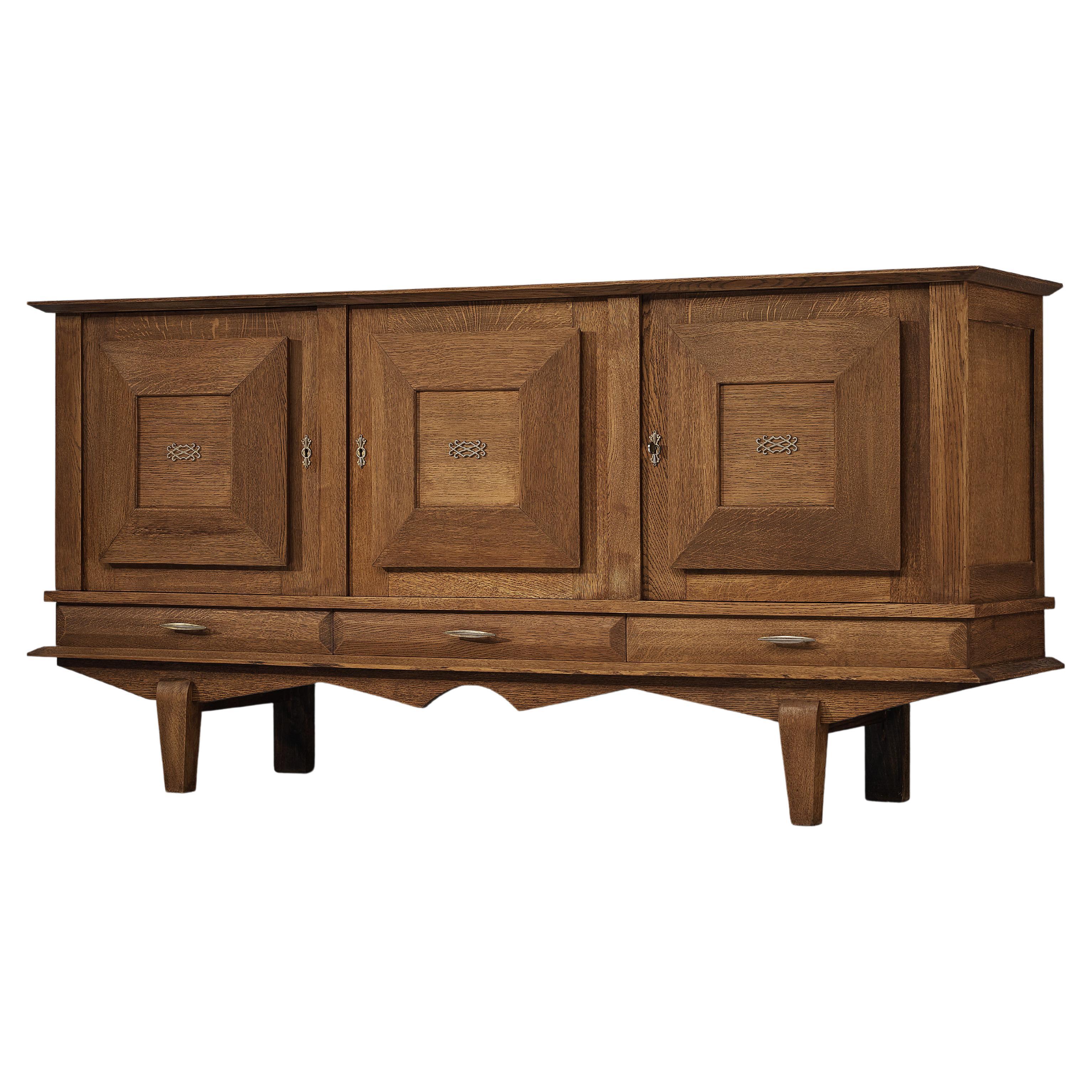 French Art Deco Sideboard in Solid Oak