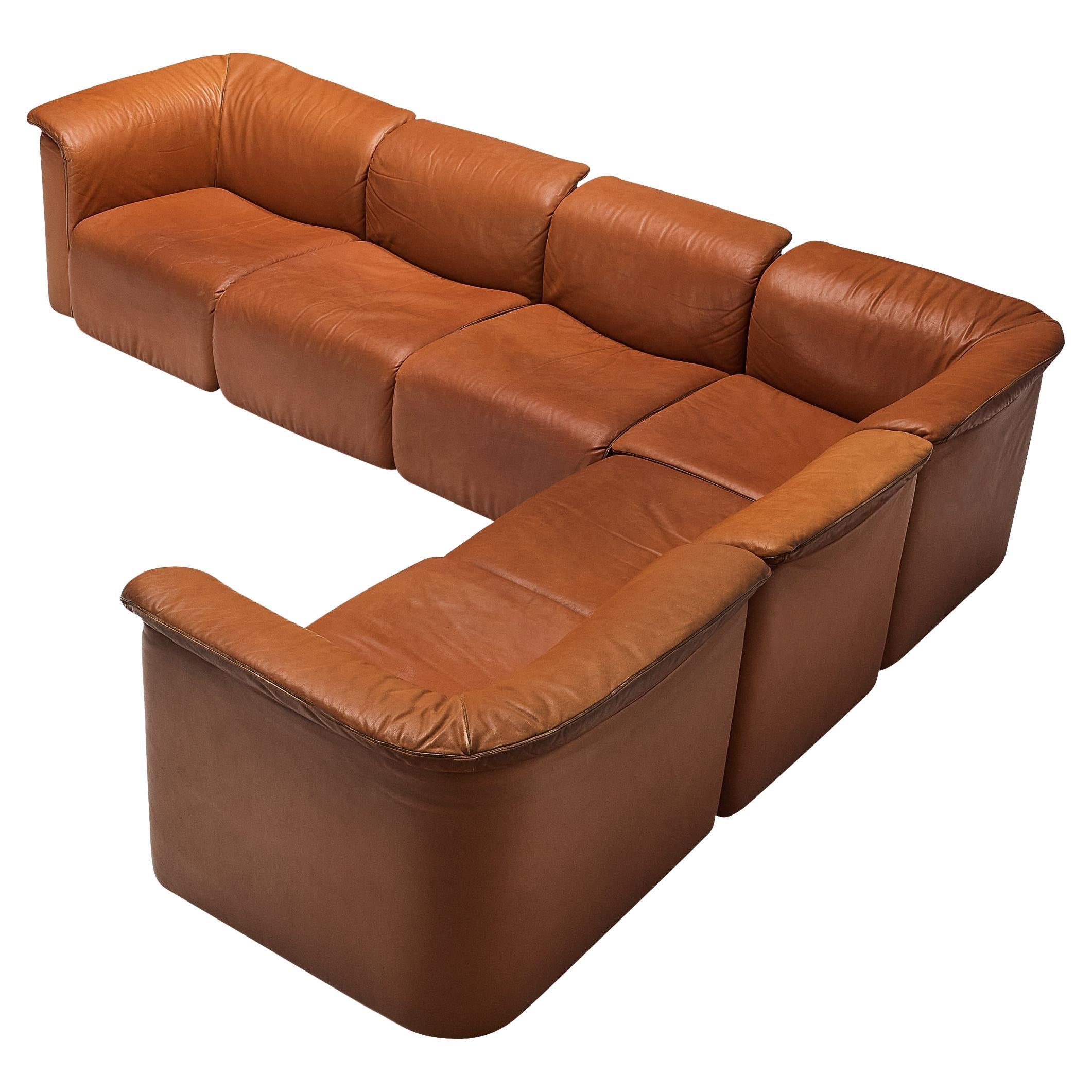 Karl Wittmann for Wittmann Möbelwerkstätten Modular Sofa in Cognac Leather