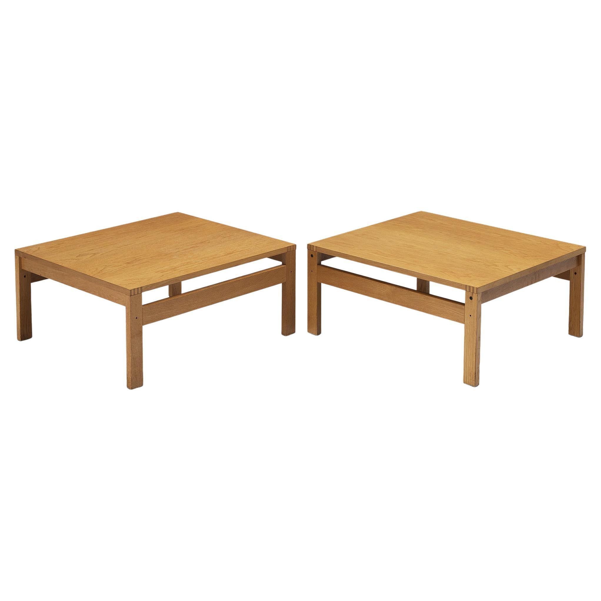 Scandinavian Pair of Side Tables in Oak