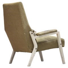 Italian Lounge Chair in Patterned Green Upholstery